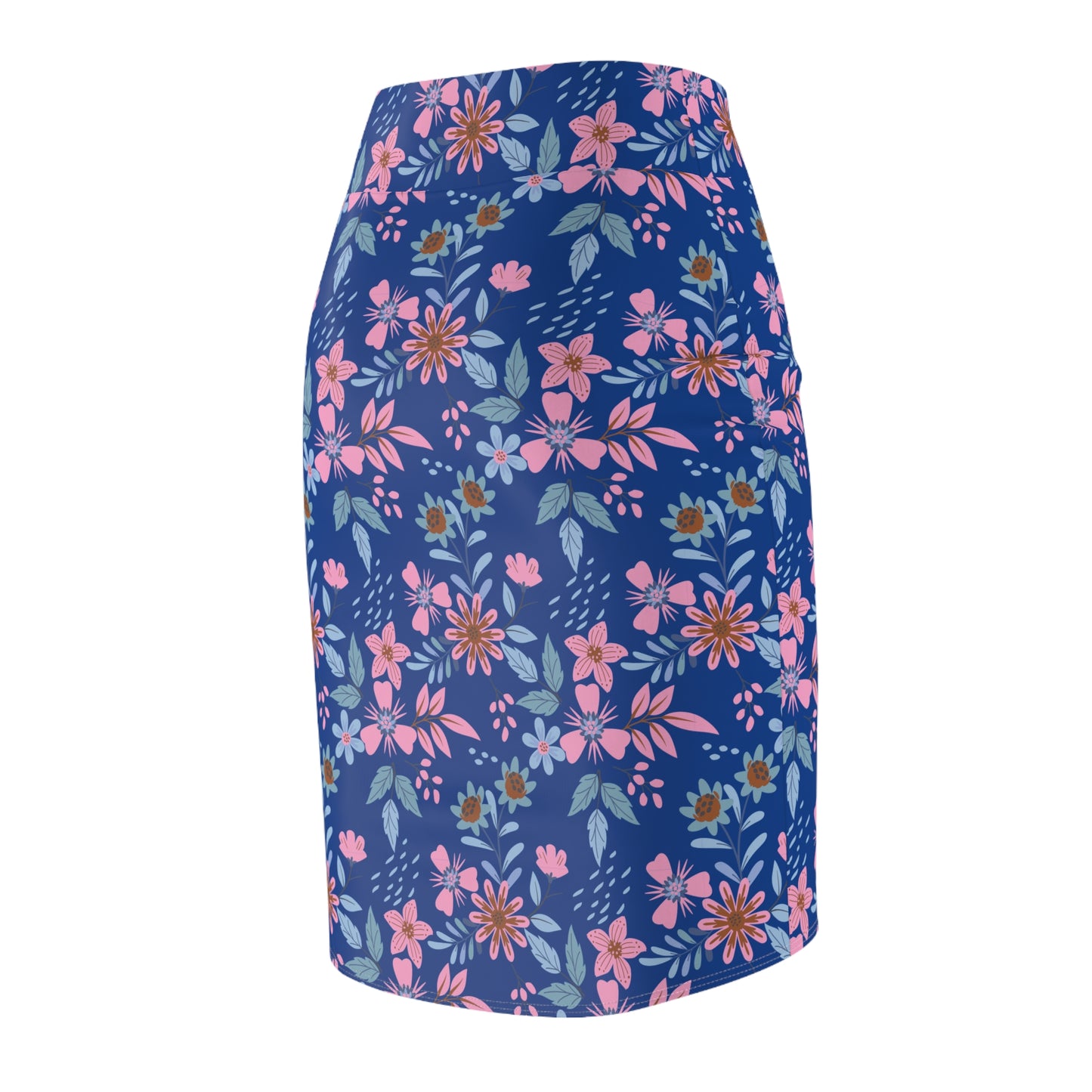 Women's Pencil Skirt - Floral - Blue