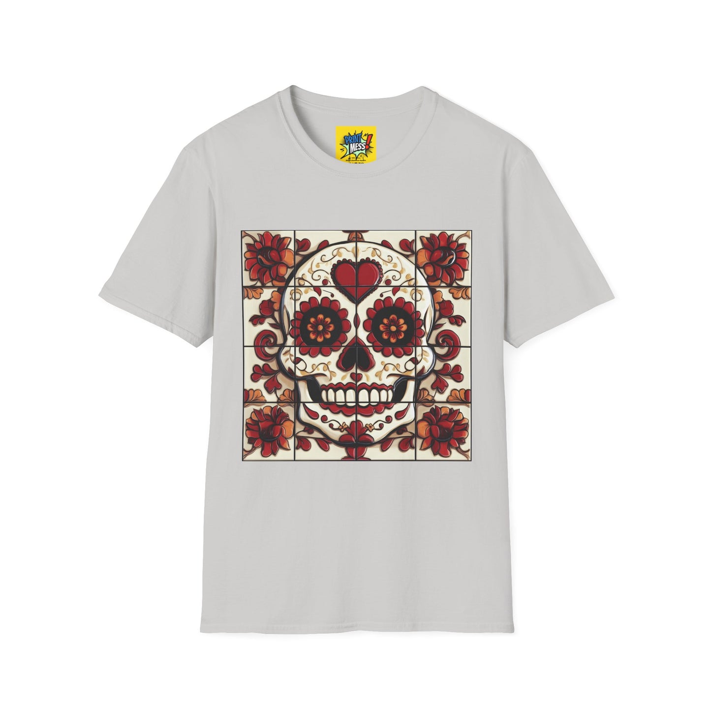 Valentine's Sugar Skull themed Unisex Soft-style Tee - 02