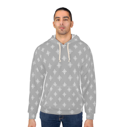 Unisex Pullover Hoodie Geometric Snowflake 002 Light Grey