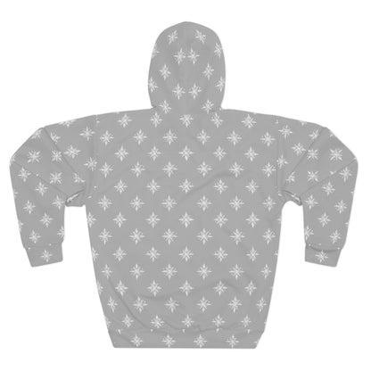 Unisex Pullover Hoodie Geometric Snowflake 002 Light Grey