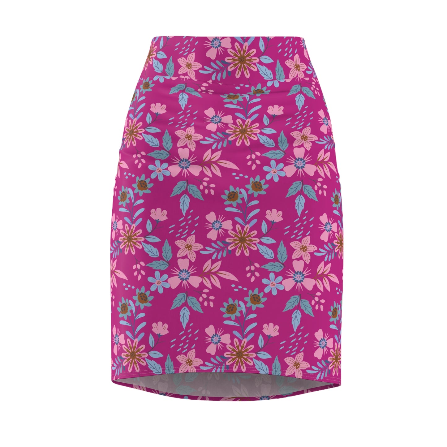 Women's Pencil Skirt - Floral - Pink