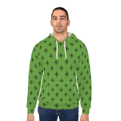 Unisex Pullover Hoodie Geometric Snowflake 001 Green