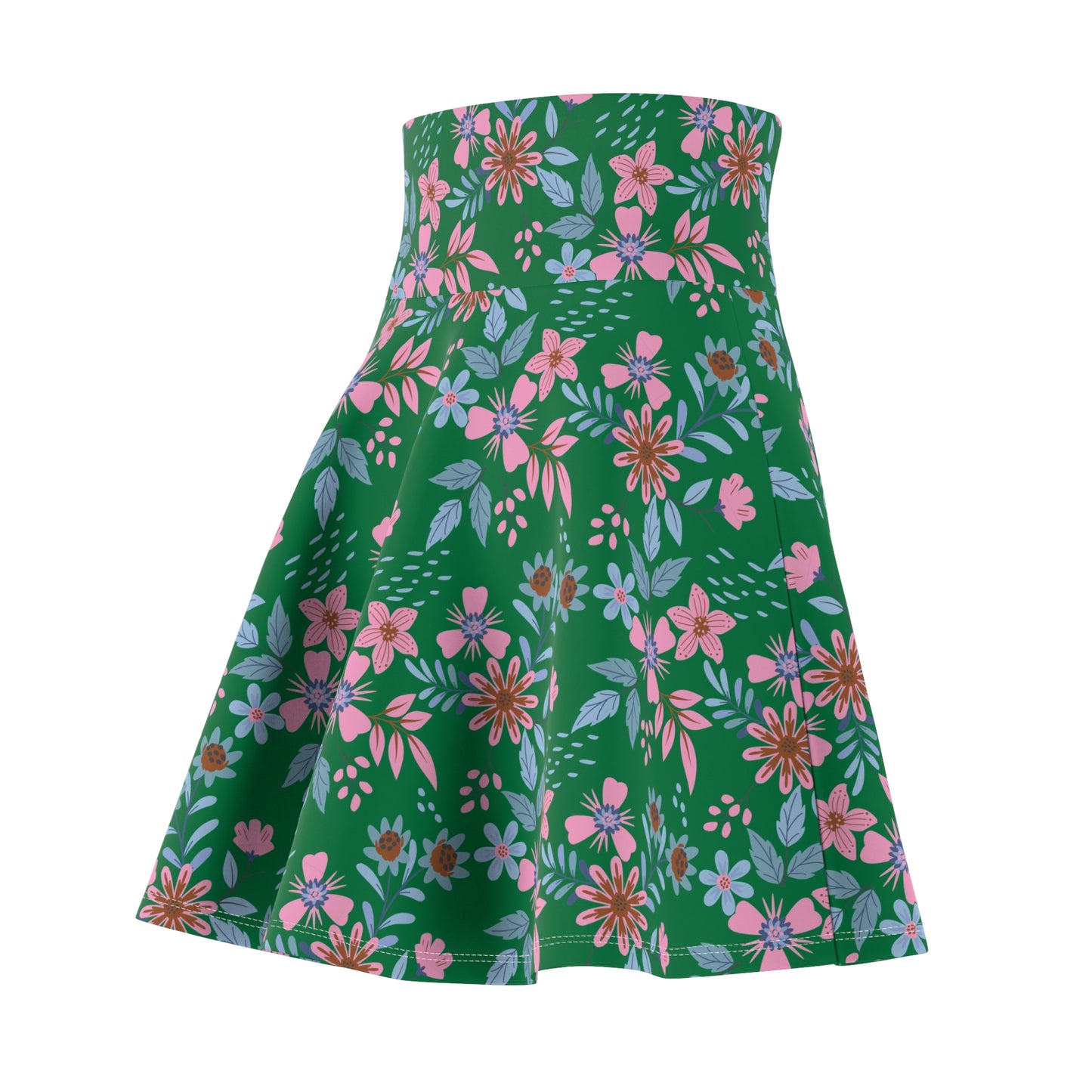 Women's Skater Skirt - Floral - Green