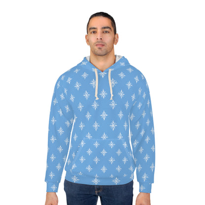 Unisex Pullover Hoodie Geometric Snowflake 002 Light Blue