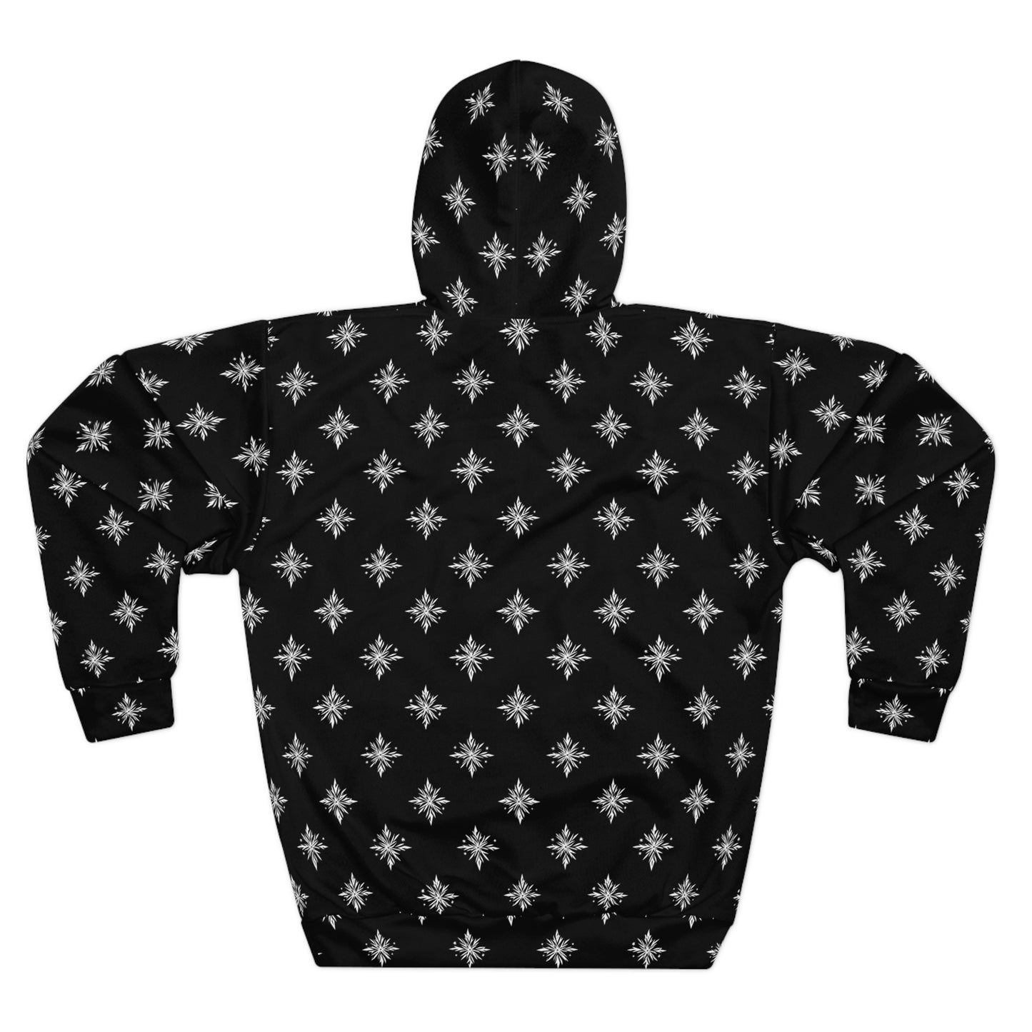 Unisex Pullover Hoodie Geometric Snowflake 002 Black