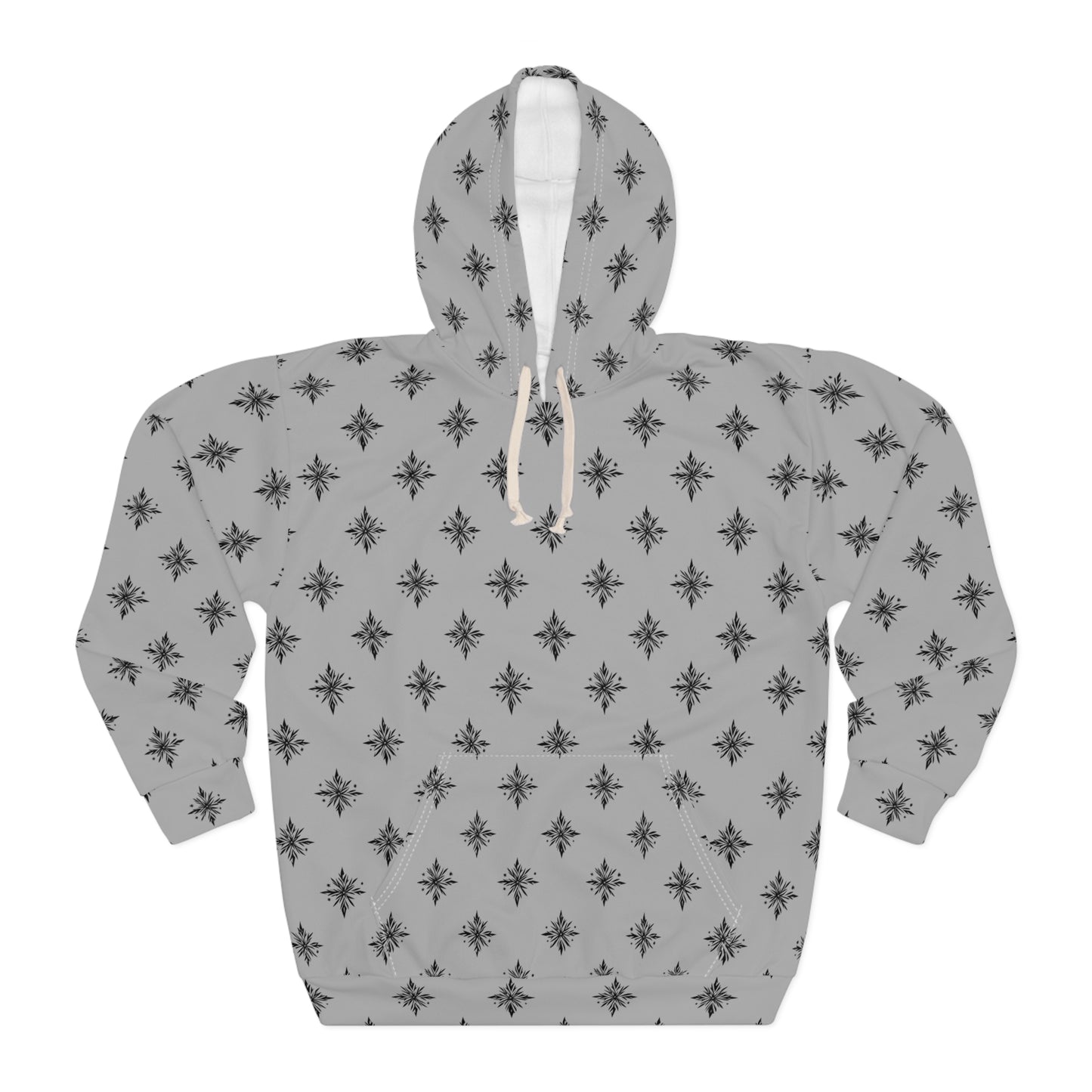 Unisex Pullover Hoodie Geometric Snowflake 001 Light Grey