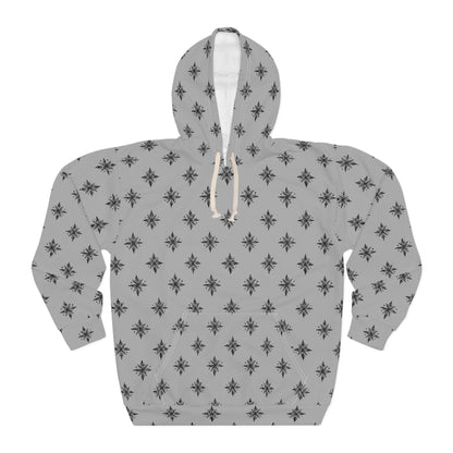 Unisex Pullover Hoodie Geometric Snowflake 001 Light Grey