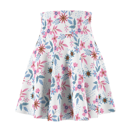 Women's Skater Skirt - Floral - White