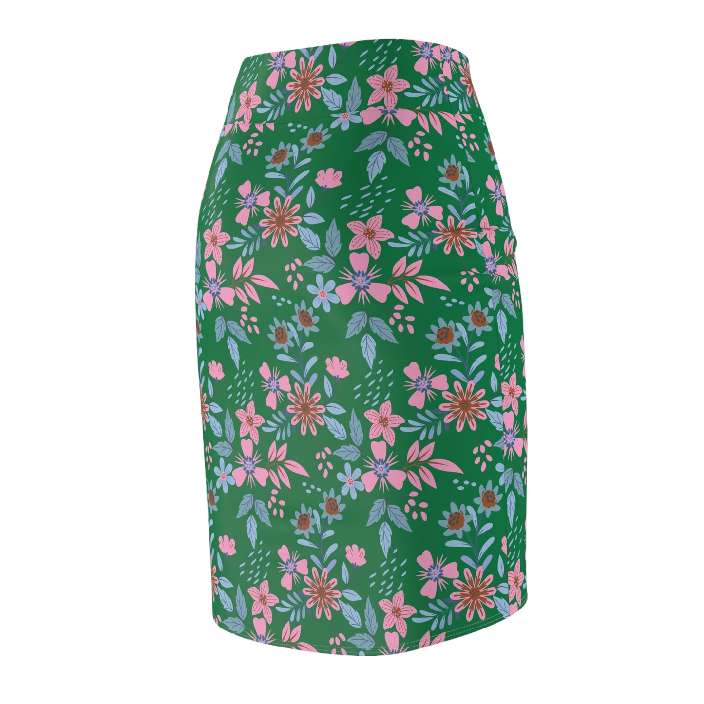 Women's Pencil Skirt - Floral - Green