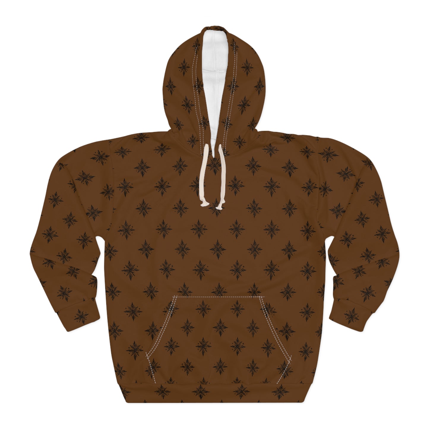 Unisex Pullover Hoodie Geometric Snowflake 001 Brown