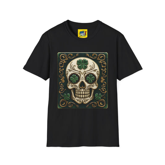 St. Patrick's Sugar Skull themed Unisex Soft-style Tee - 10