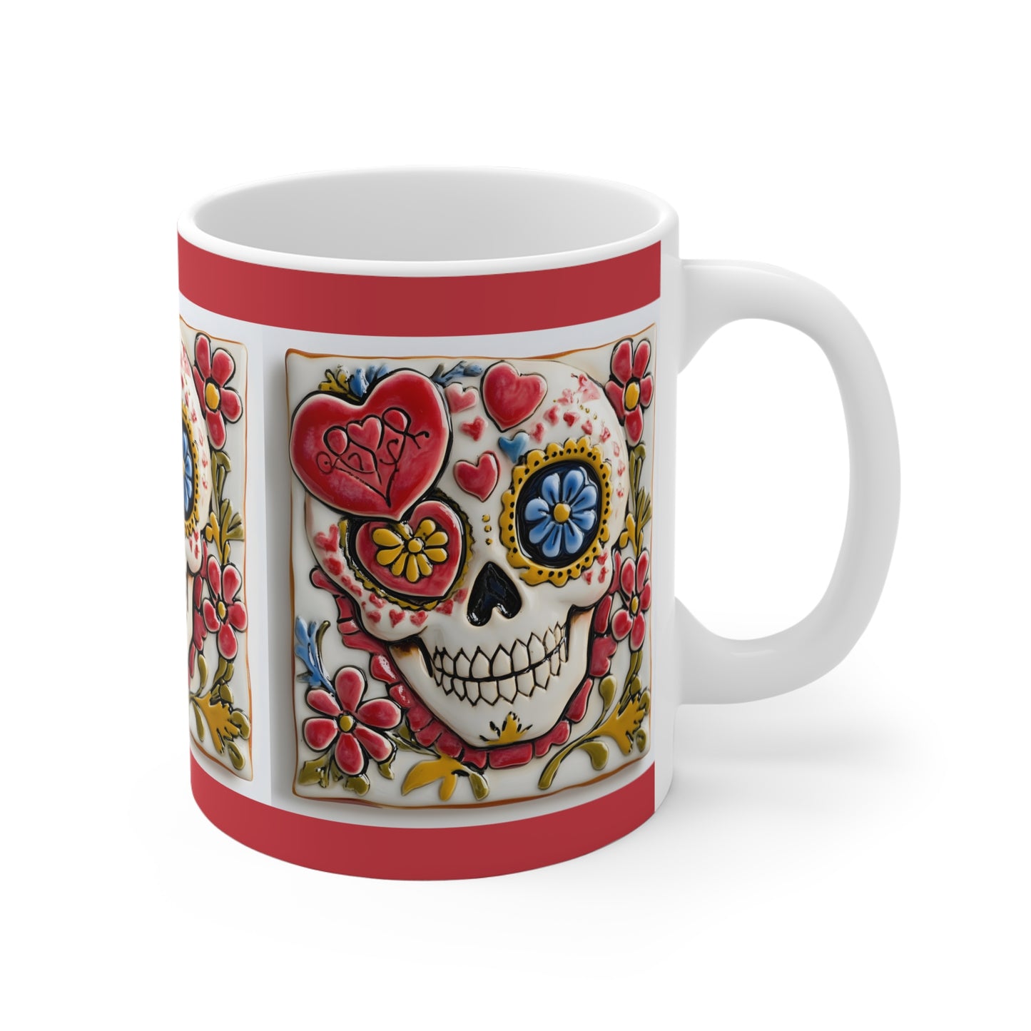 Valentines Day Sugar Skull Mug 11oz Day of the Dead Gothic Cozy Kitchen Decor 03