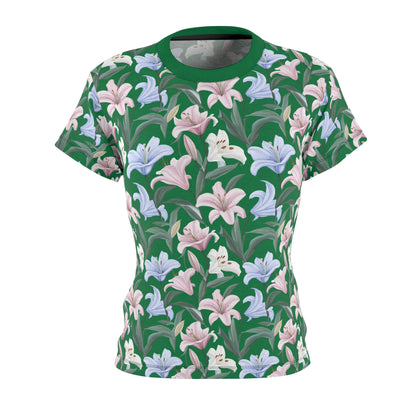 Women's Cut & Sew Tee - Flower Floret Print - Green