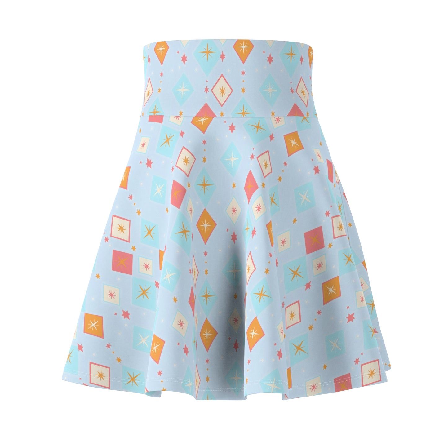 Women's Skater Skirt Diamond Star Light Blue