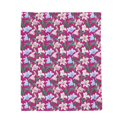 Velveteen Plush Blanket - Flower Floret - Pink