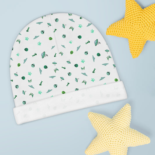 White-UFO Aliens - Baby Beanie