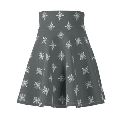 Women's Skater Skirt Geometric Snowflake Dark Grey