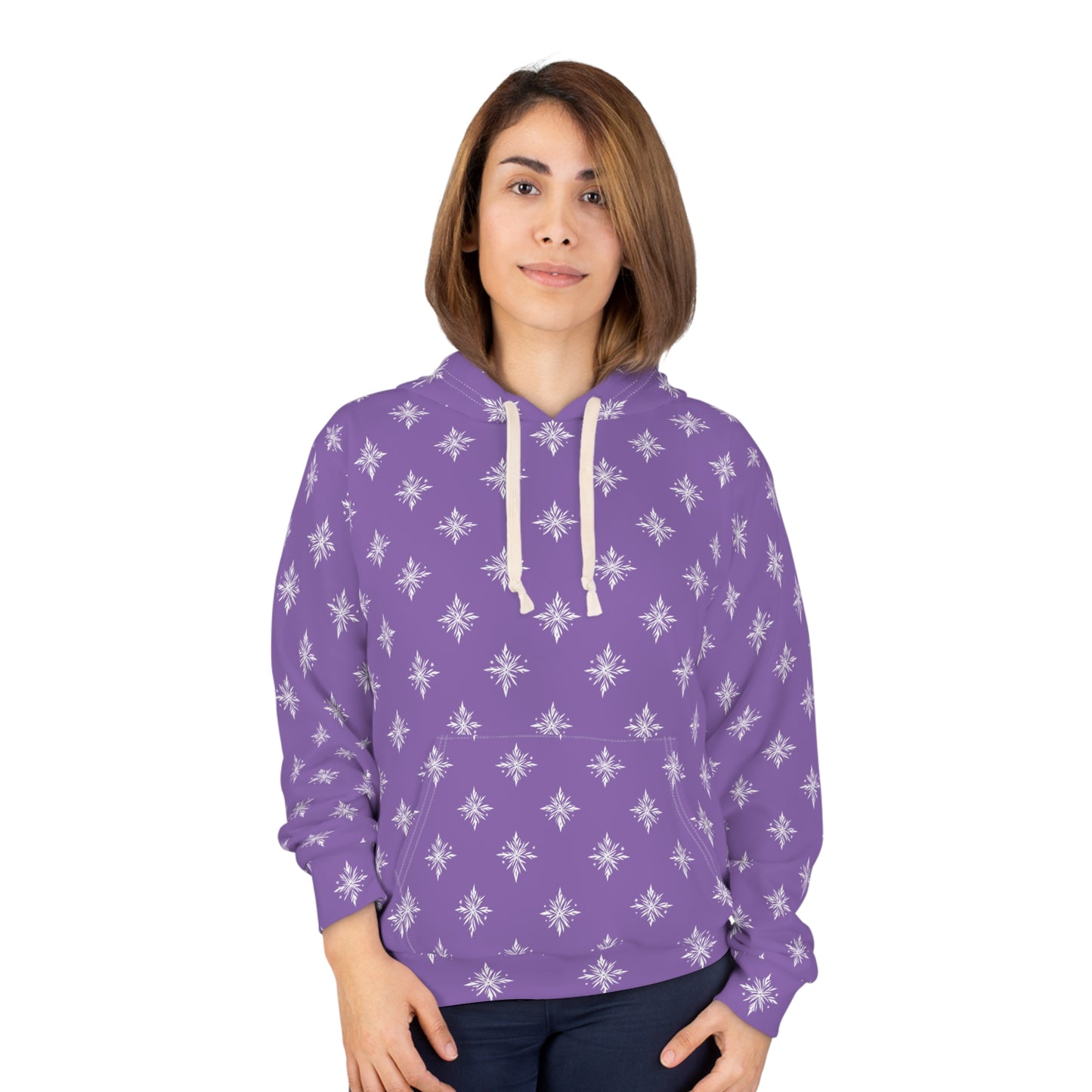 Unisex Pullover Hoodie Geometric Snowflake 002 Light Purple