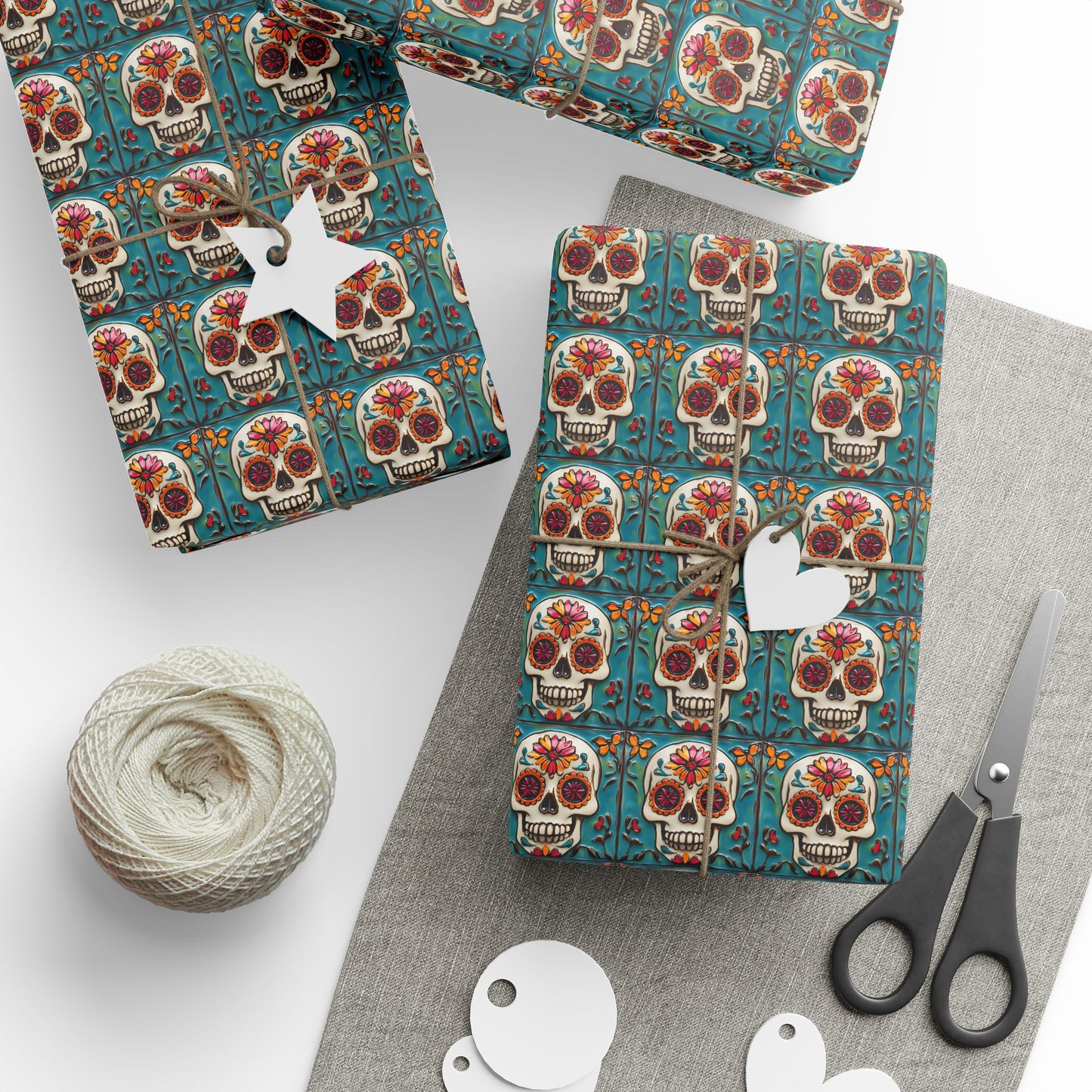 Wrapping Papers Day of the Dead Dia de Los Muertos - Sugar Skull Festive, Celebration Gift, 010