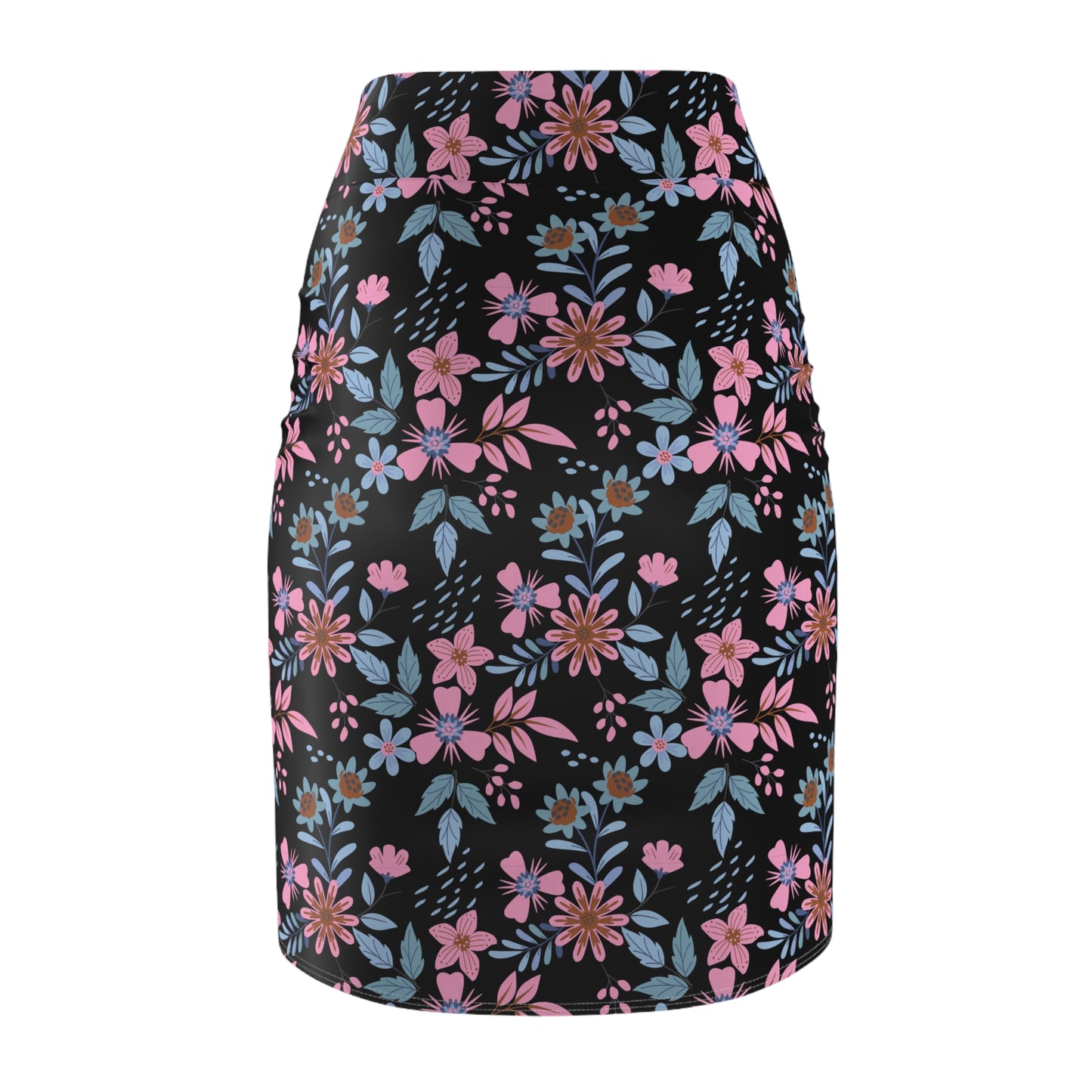 Women's Pencil Skirt - Floral - Black