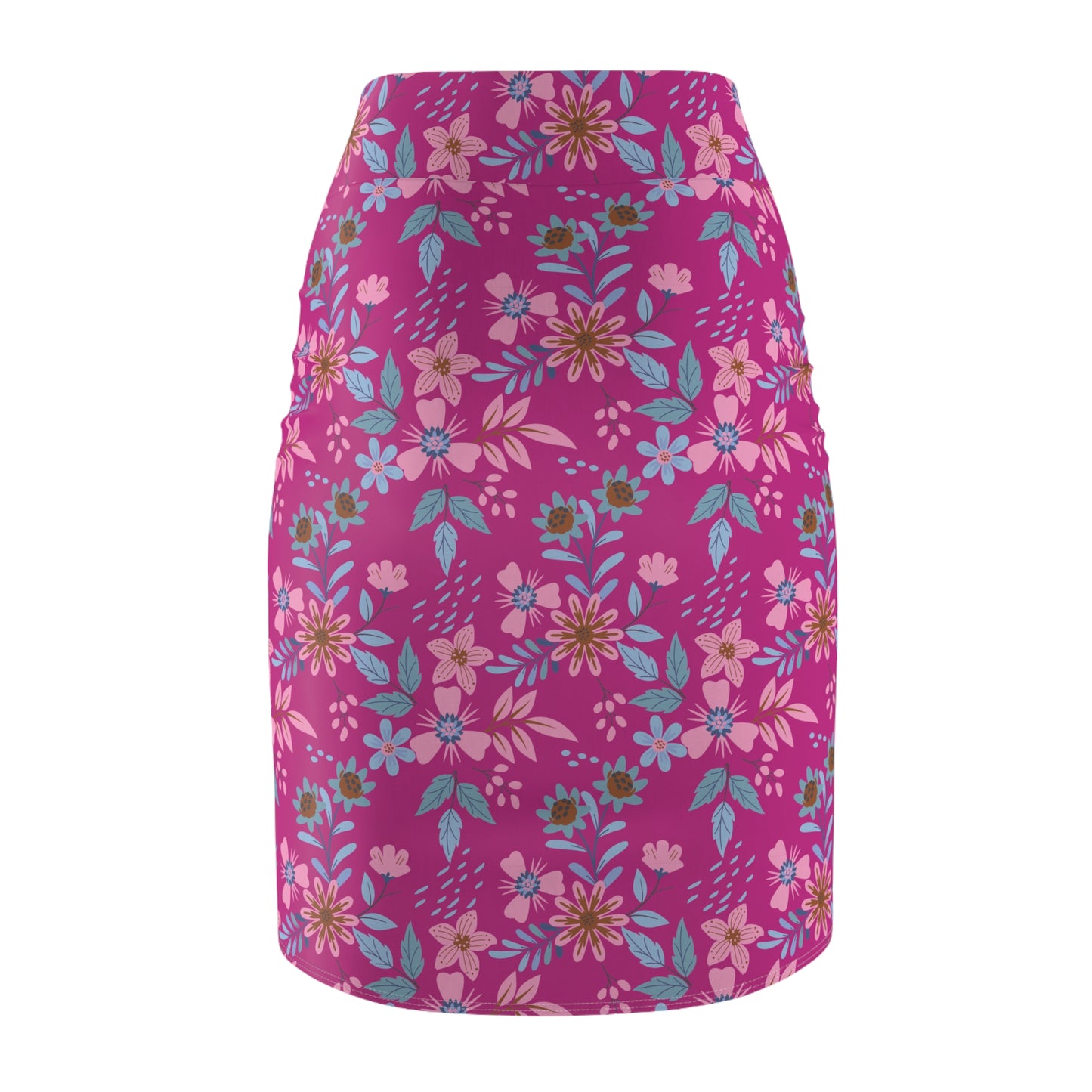 Women's Pencil Skirt - Floral - Pink