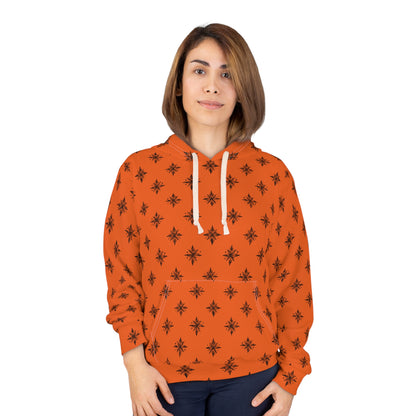 Unisex Pullover Hoodie Geometric Snowflake 001 Orange