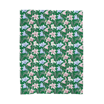 Velveteen Plush Blanket - Flower Floret - Green