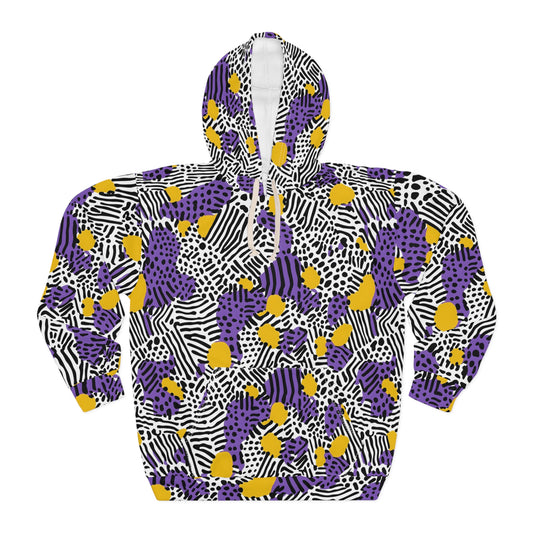 All-Over Print Unisex Pullover Hoodie Memphis 04 Prpl Fashionable Custom Design