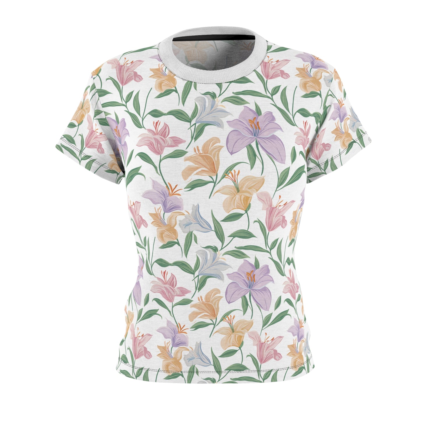 Women's Cut & Sew Tee - Flower Bouquet Print - White