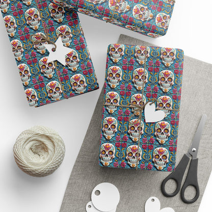 Wrapping Papers Day of the Dead Dia de Los Muertos - Sugar Skull Festive, Celebration Gift, 001