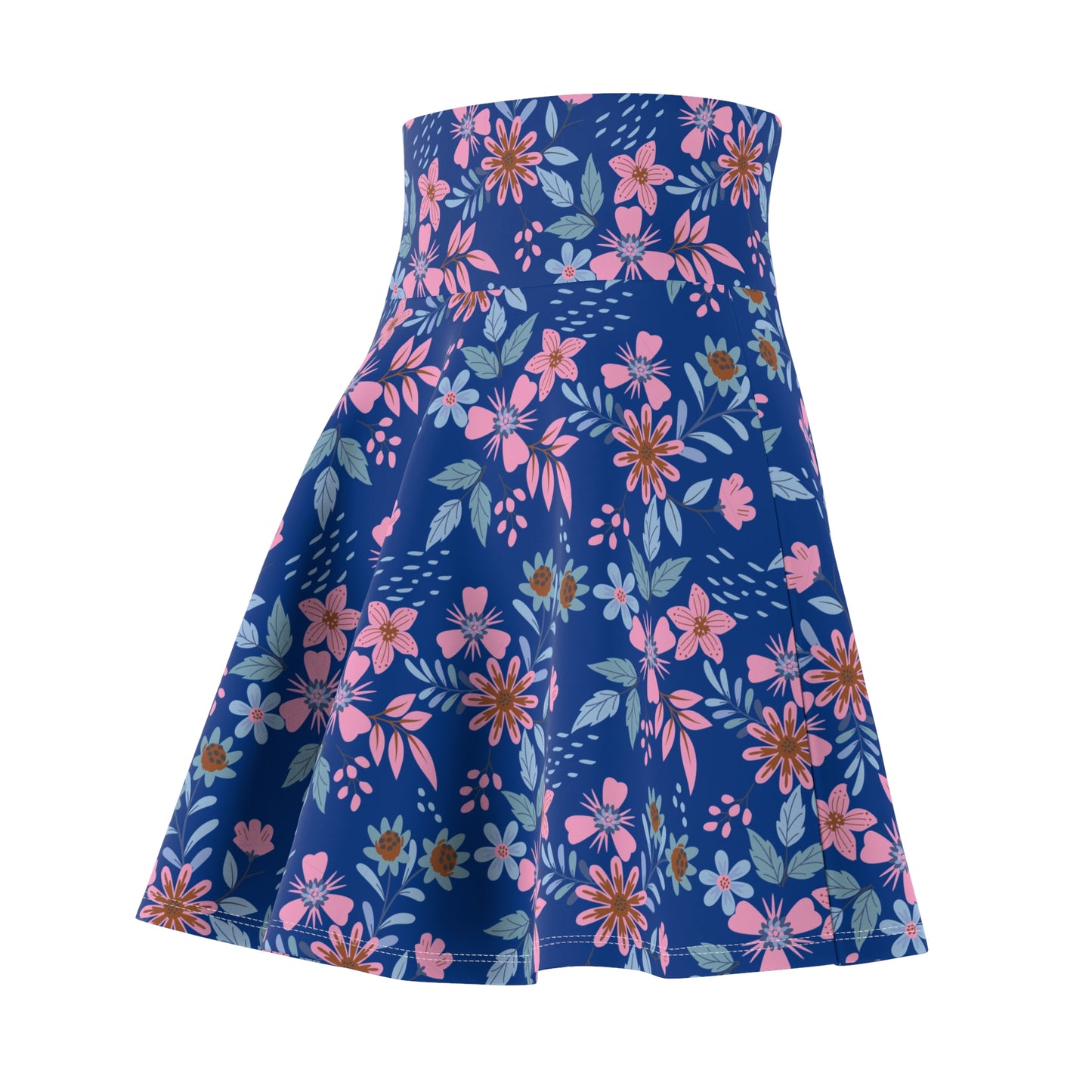 Women's Skater Skirt - Floral - Blue