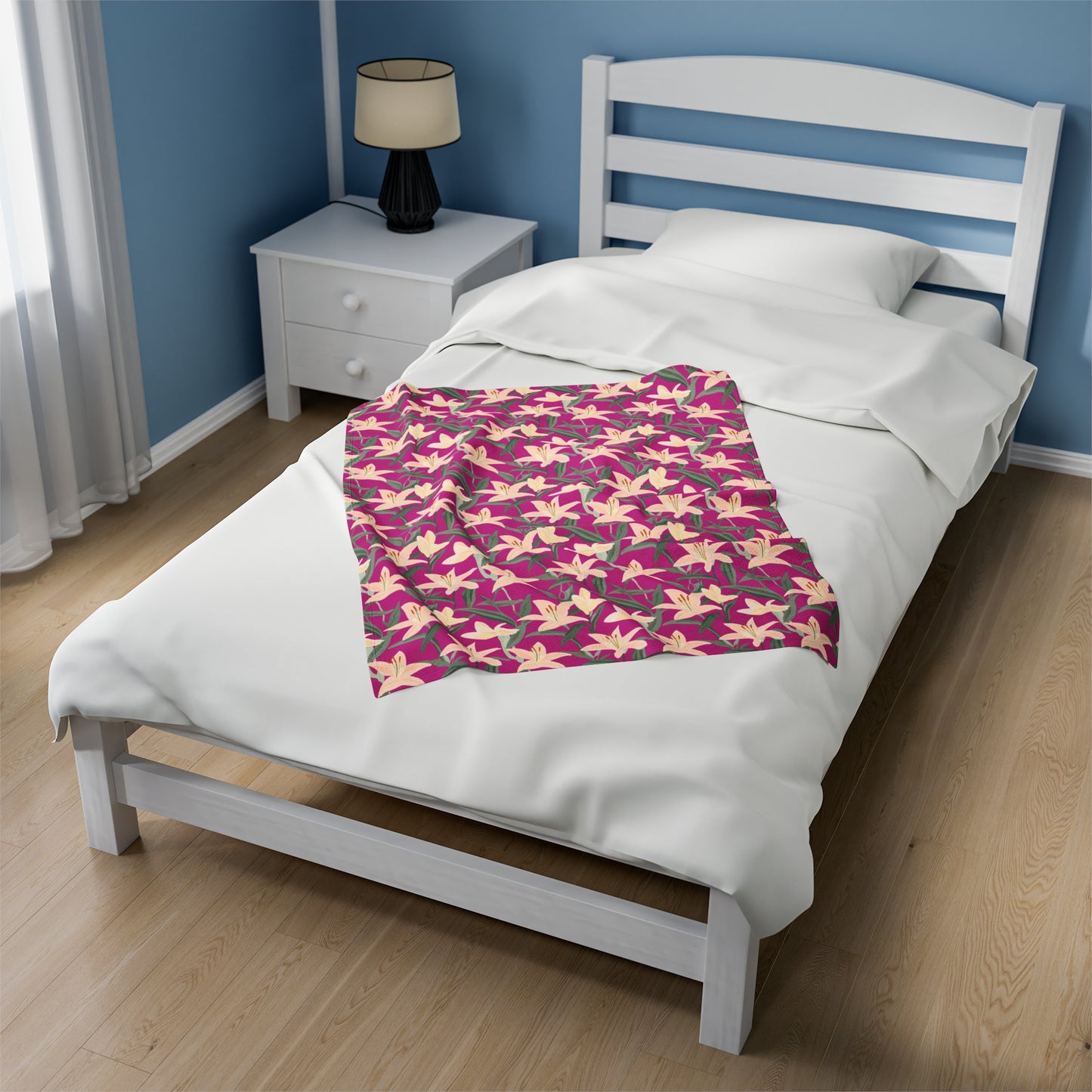 Velveteen Plush Blanket - Flower Blossum - Pink