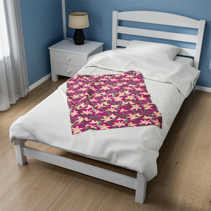 Velveteen Plush Blanket - Flower Blossum - Pink