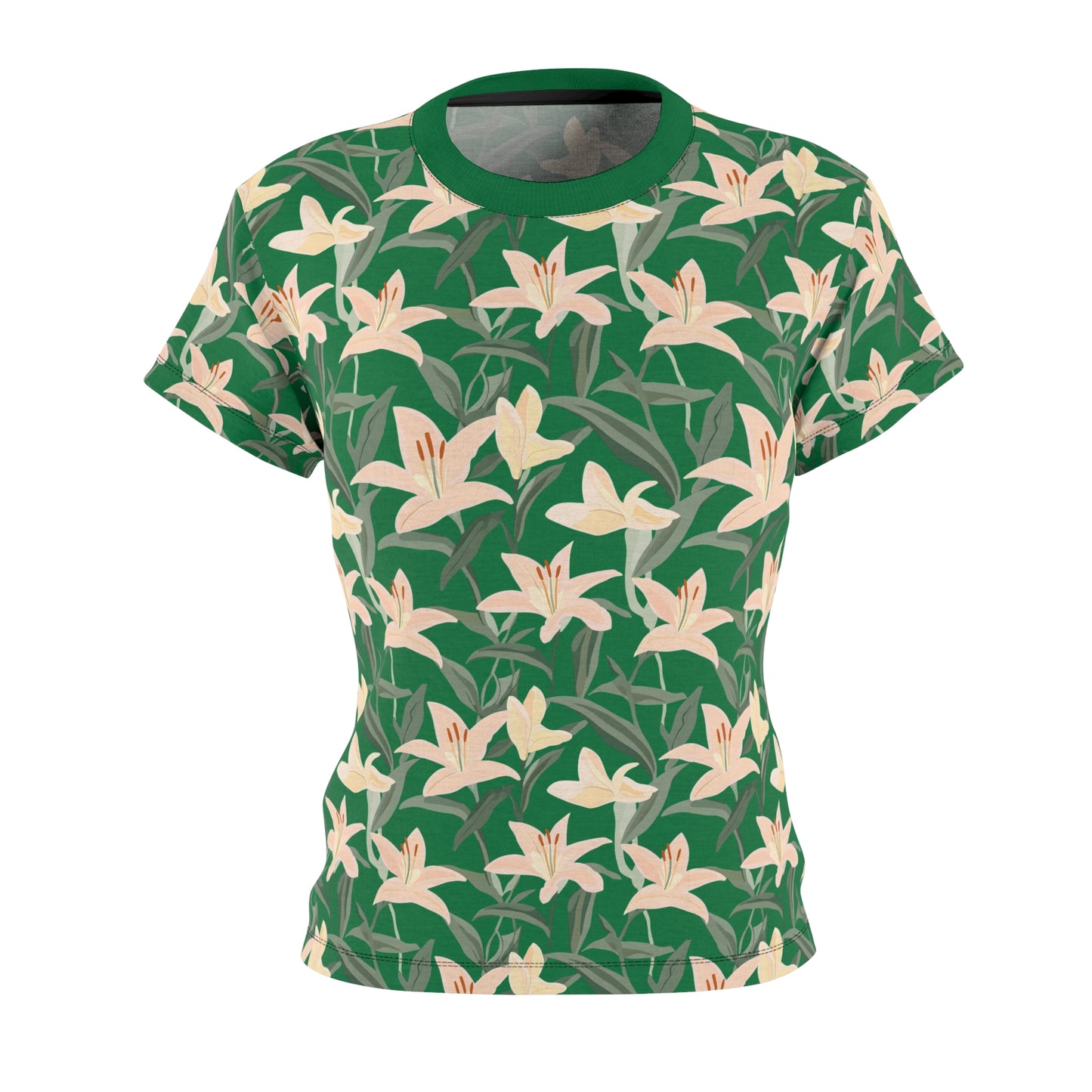 Women's Cut & Sew Tee - Flower Floret Print - Green