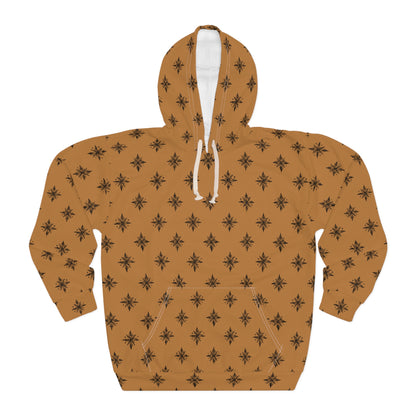 Unisex Pullover Hoodie Geometric Snowflake 001 Light Brown