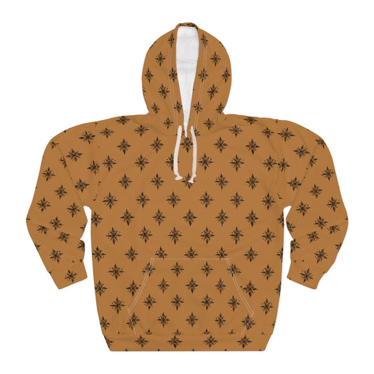 Unisex Pullover Hoodie Geometric Snowflake 001 Light Brown