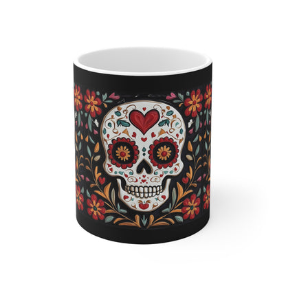 Valentines Day Sugar Skull Mug 11oz Day of the Dead Gothic Cozy Kitchen Decor 04