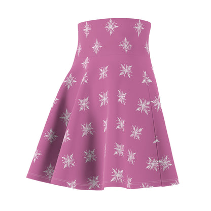 Women's Skater Skirt Geometric Snowflake Light Pink