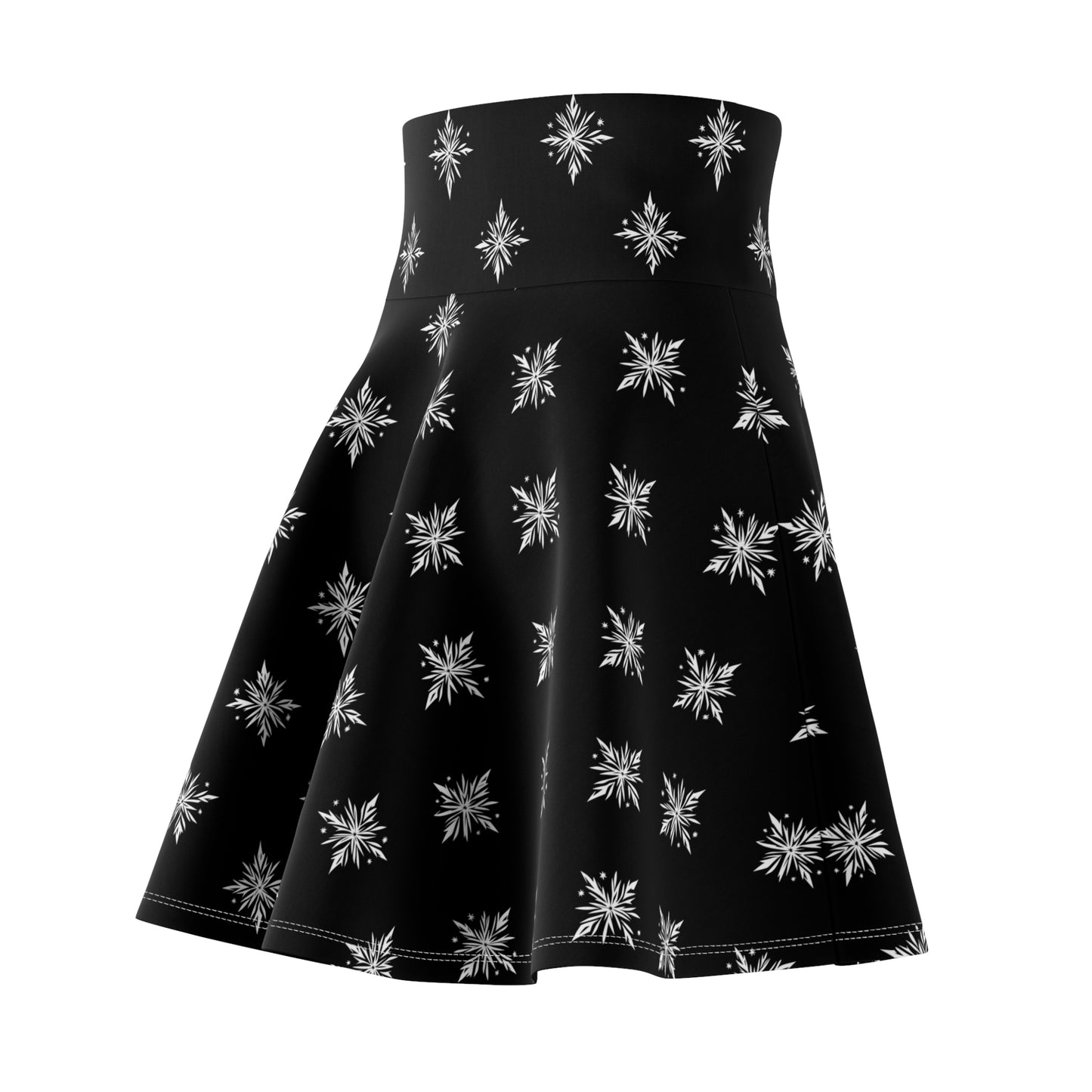 Women's Skater Skirt Geometric Snowflake Black