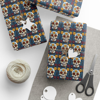 Wrapping Papers Day of the Dead Dia de Los Muertos - Sugar Skull Festive, Celebration Gift, 009