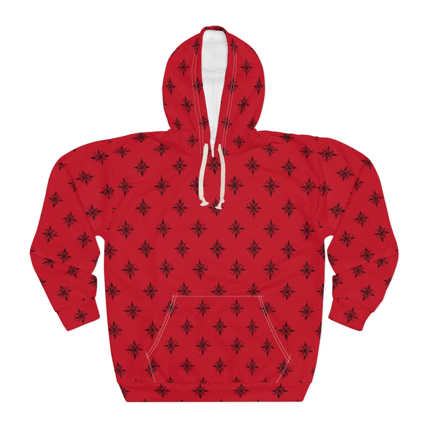 Unisex Pullover Hoodie Geometric Snowflake 001 Dark Red