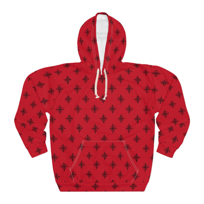 Unisex Pullover Hoodie Geometric Snowflake 001 Dark Red