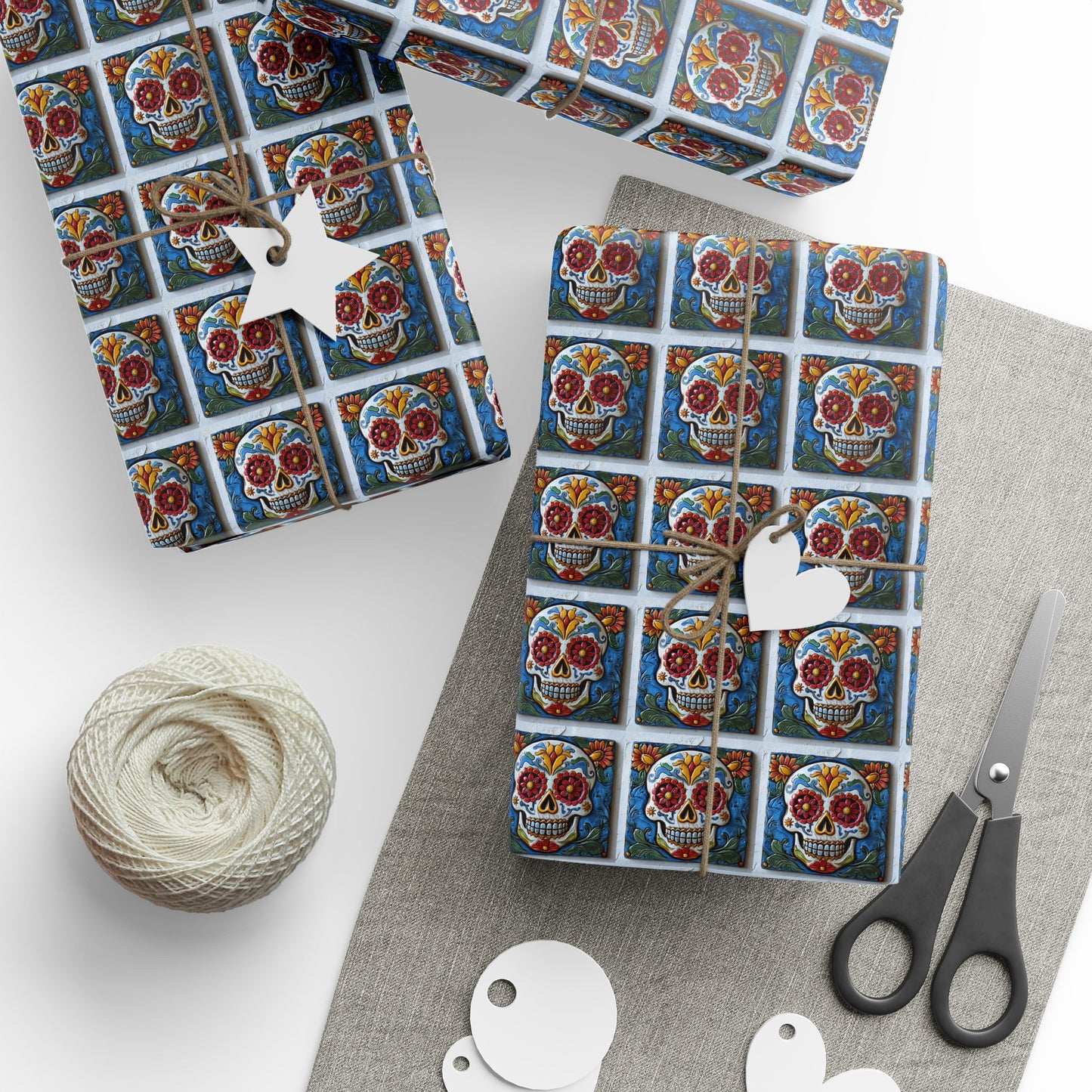 Wrapping Papers Day of the Dead Dia de Los Muertos - Sugar Skull Festive, Celebration Gift, 005