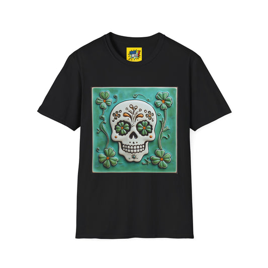 St. Patrick's Sugar Skull themed Unisex Soft-style Tee - 07