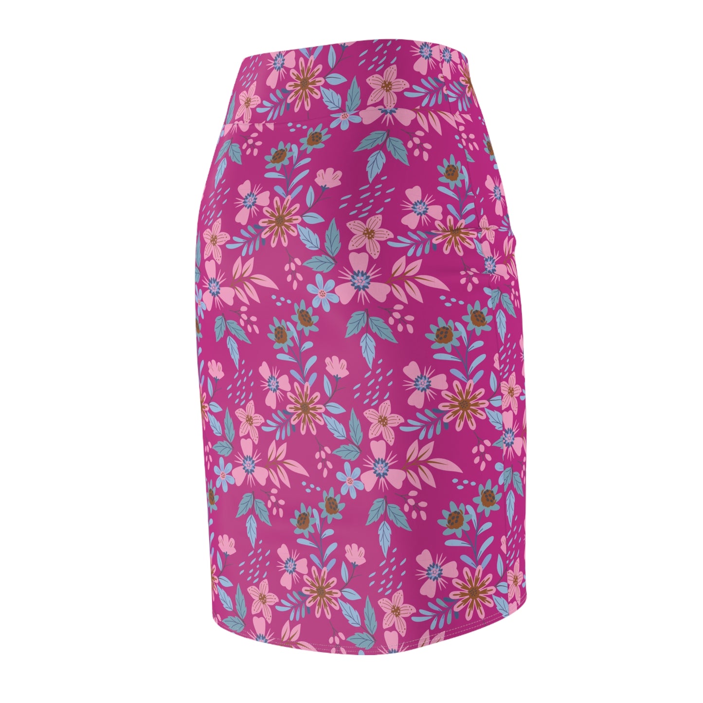 Women's Pencil Skirt - Floral - Pink