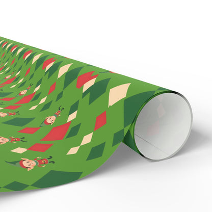 Wrapping Papers Christmas Elves Dance Green