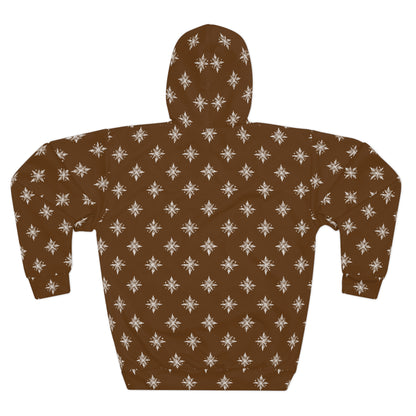 Unisex Pullover Hoodie Geometric Snowflake 002 Brown