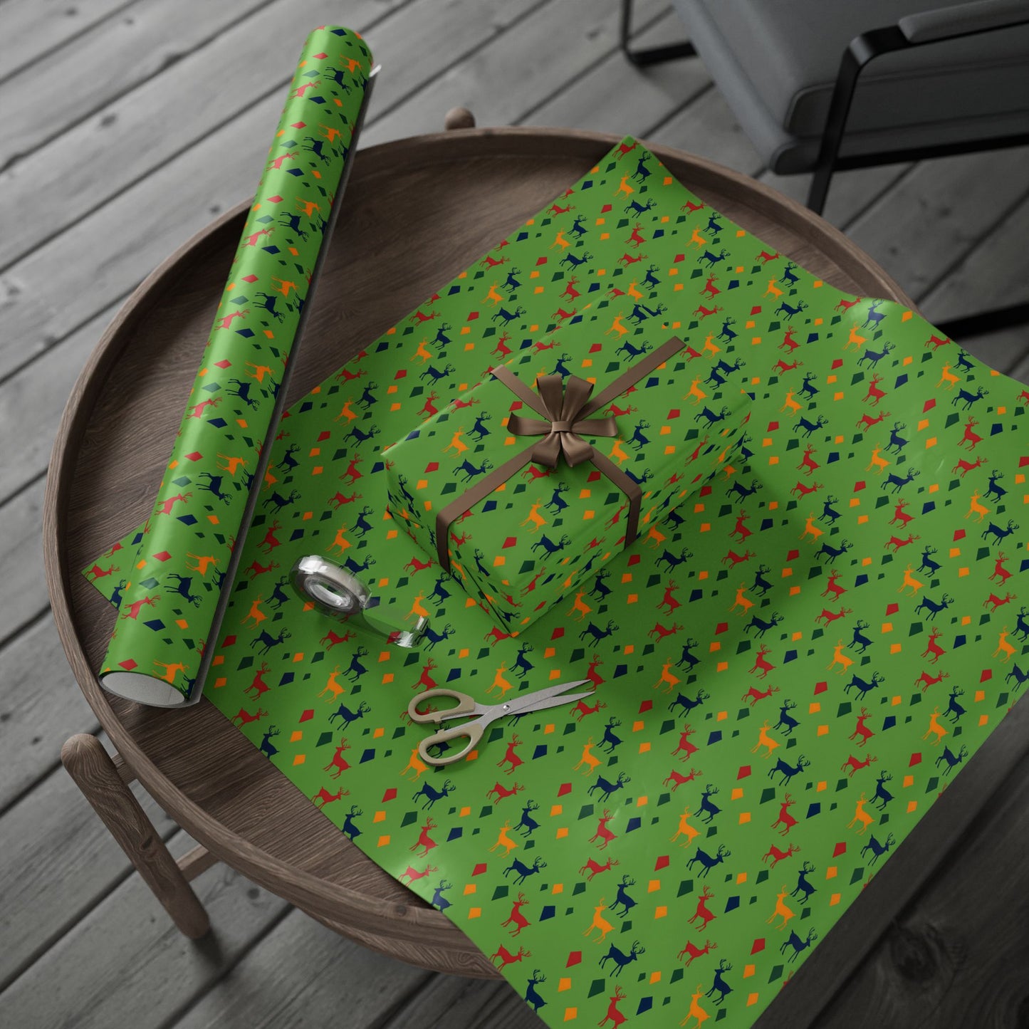 Wrapping Papers Christmas Reindeer Green