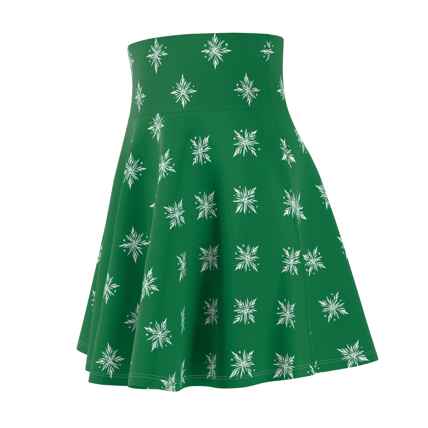 Women's Skater Skirt Geometric Snowflake Dark Green