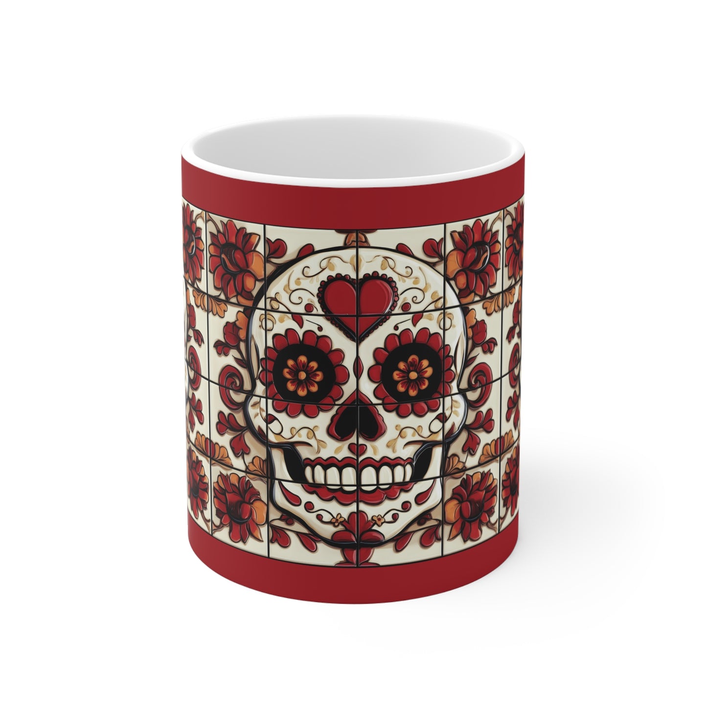 Valentines Day Sugar Skull Mug 11oz Day of the Dead Gothic Cozy Kitchen Decor 02